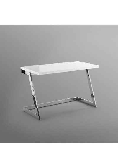 White & Silver Chrome Z Shaped Writing Desk